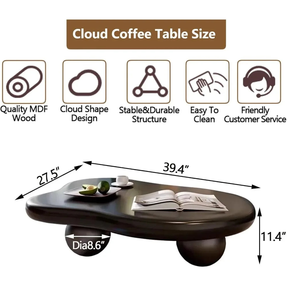 Modern Cloud Coffee Table Irregular Design Small Spaces Living Room Home Office Cute Center End Table
