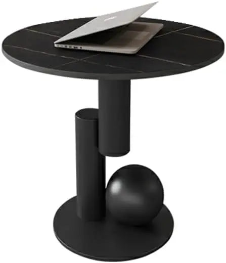 Modern Stone Coffee Table with Abstract Metal Base Living Room Table Center Table for Home Furniture - White 39" L x 20"