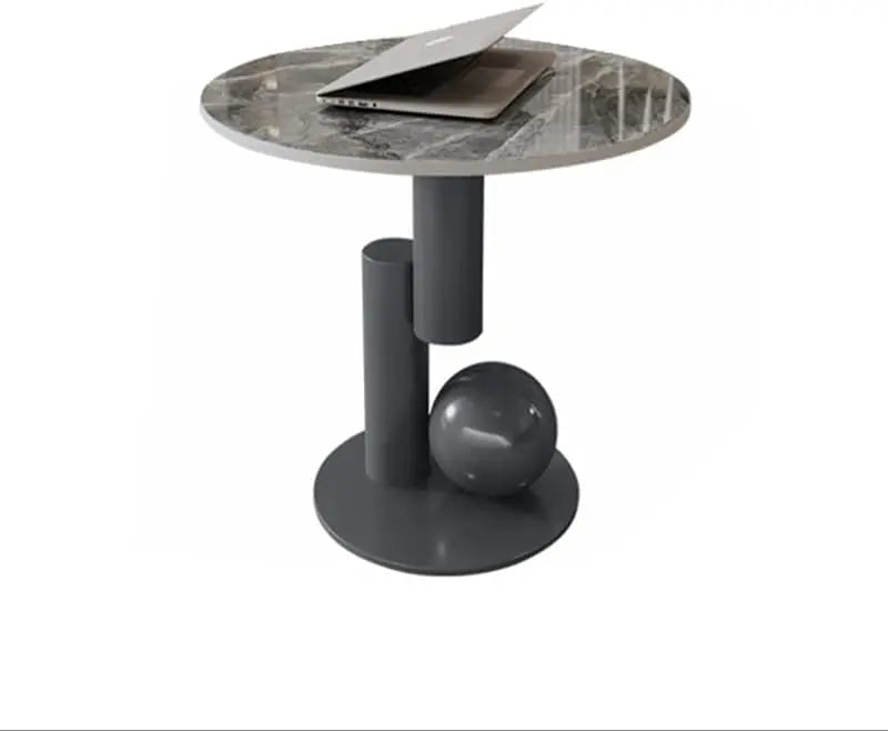Modern Stone Coffee Table with Abstract Metal Base Living Room Table Center Table for Home Furniture - White 39" L x 20"