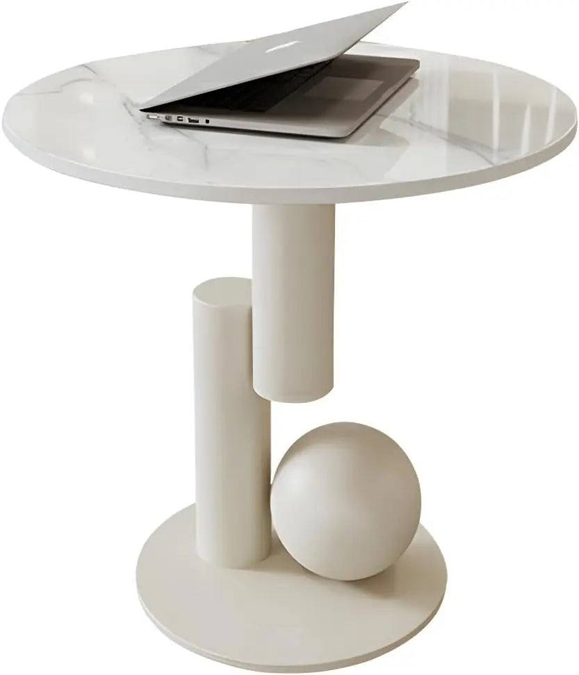 Modern Stone Coffee Table with Abstract Metal Base Living Room Table Center Table for Home Furniture - White 39" L x 20"