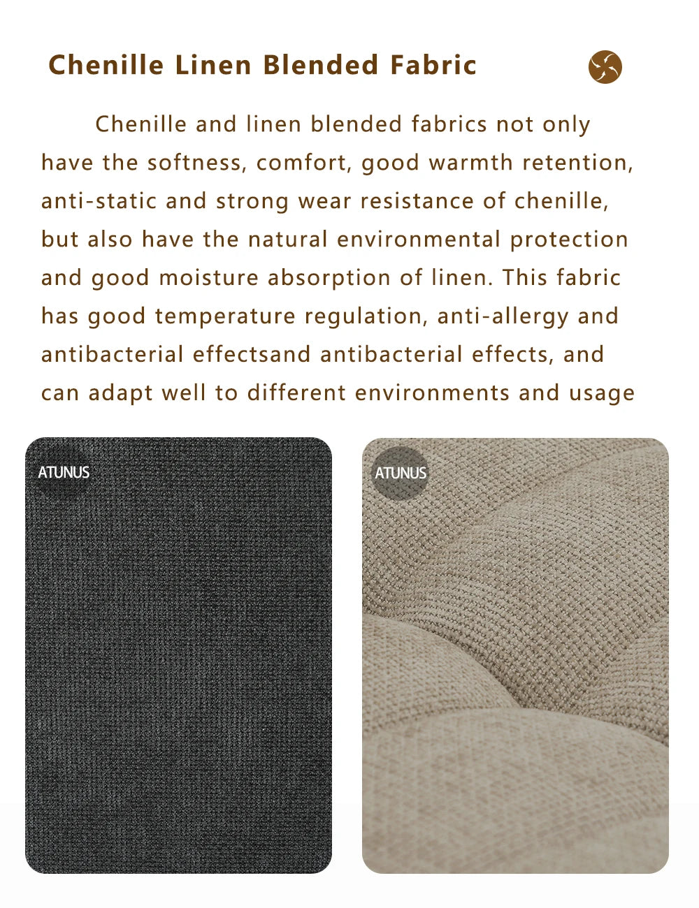 ATUNUS US in Stock Vacuum Compressed Sofa Floor Black Home 1 2 3 Seater Chenille Linen Blended Fabric Waffle Sofa Couch Set
