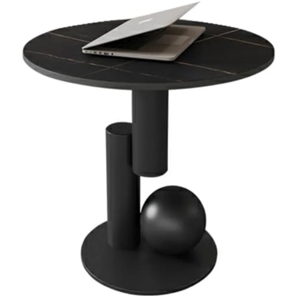 Modern Stone Coffee Table with Abstract Metal Base Living Room Table Center Table for Home Furniture - White 39" L x 20"