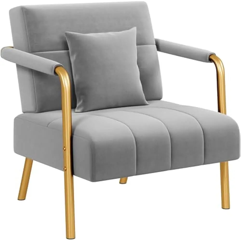 56.5" Luxurious Velvet Fabric Living Room sofa w/Gold-Tone Metal Arms and Legs for Livings Rooms, Home Office, Living Room Sofa