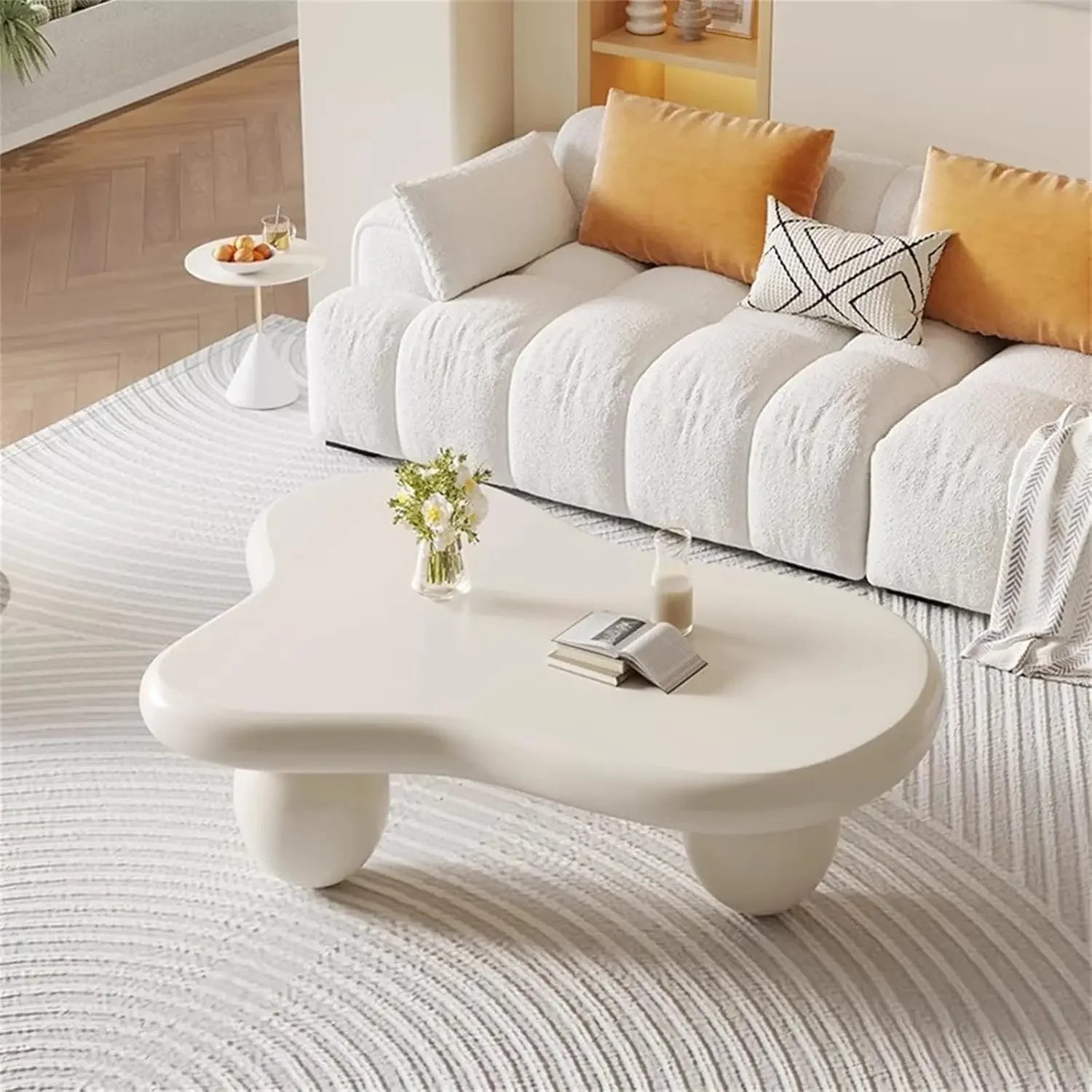 Modern Cloud Coffee Table Irregular Design Small Spaces Living Room Home Office Cute Center End Table